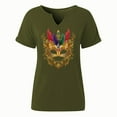 thumbnail image 5 of Craaazy Mardi Gras Shirts for Women Short Sleeve Casual Carnival Printed V-neck T-shirts Gifts, 5 of 6
