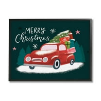 Merry Christmas Gifts Truckload Holiday Graphic Art Black Framed Art Print Wall Art