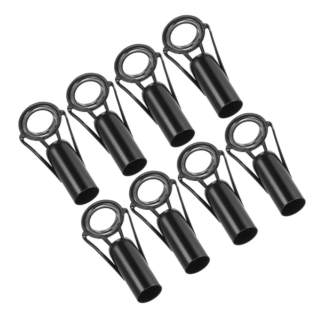 Unique Bargains Trousse de Réparation d'Embout de Canne à Pêche en Acier Inoxydable 10 mm, Guide d'Anneau de Perche, Remplacement, Noir, Lot de 8