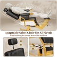 thumbnail image 6 of Baasha Gold Reclining Salon Chair with Adjustable Backrest & Lumbar Support, Heavy Duty Hair Barber Chair with Durable Steel Frame, Elegant Design Stylist Chair, Weight Capacity up to 440 lbs, 6 of 9