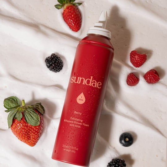 Sundae Whipped Shower Foam Exfoliating AHA Berry for All Adult Skin Types