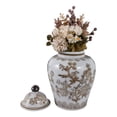 thumbnail image 6 of Chinoiserie Bird and Vines Temple Jar for Living Room Decor - Ceramic Vase for Bedroom, Office, and Kitchen Counter - Flower Vase for Console Table and House Accent - 12", Brown & White, 6 of 13