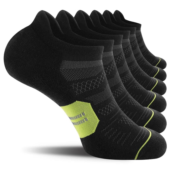 Running Ankle Socks with Cushion, Low Cut Athletic Tab Socks for Men and Women 6 Pack