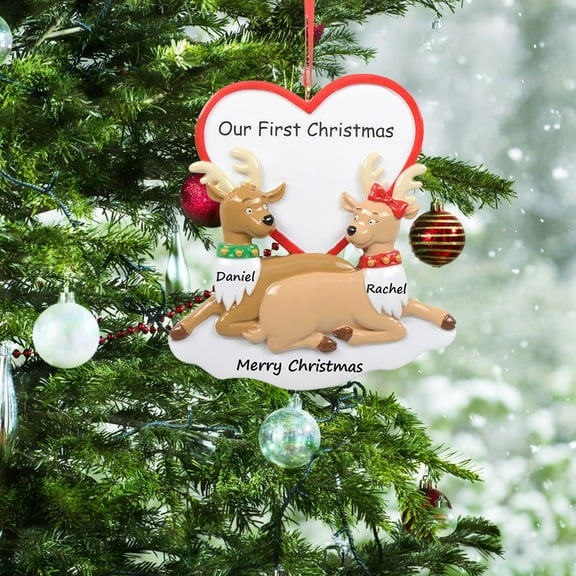 Maxora Personalized Ornaments Customized Christmas ornament Reindeer Couple Free Customize