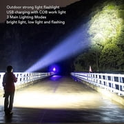 Rechargeable LED Flashlights, 90,000 Lumens Super Bright Handheld FlashLight, 7 Modes with COB Work Light, IPX6 Waterproof, Adjustable Tactical Flash light for Home,Camping and Emergencies-2 Pack