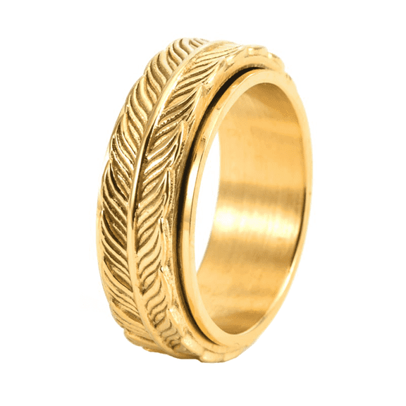 HIJONES Rotatable Ring for Men Women Vintage Hip Hop Ring Band Jewelry Gold Size 11