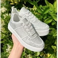 thumbnail image 5 of Top Moda Shoes Women Fashion Platform Sneakers Crystals Rhinestone Bling Lace Up BOSTON-1 White 5, 5 of 5