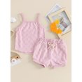 thumbnail image 4 of Musuos Baby Girls Summer Shorts Sets 6M 12M 18M 24M 3Y Casual Checkerboard Print Camisole Drawstring Shorts Sets, 4 of 10