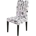 thumbnail image 5 of Flowers Dining Chair Cover Black Doodle Flowers White Boho Style Element Set of 6 Stretch Removable Washable Slipcovers for Dining Room Hotel Kitchen, 5 of 6