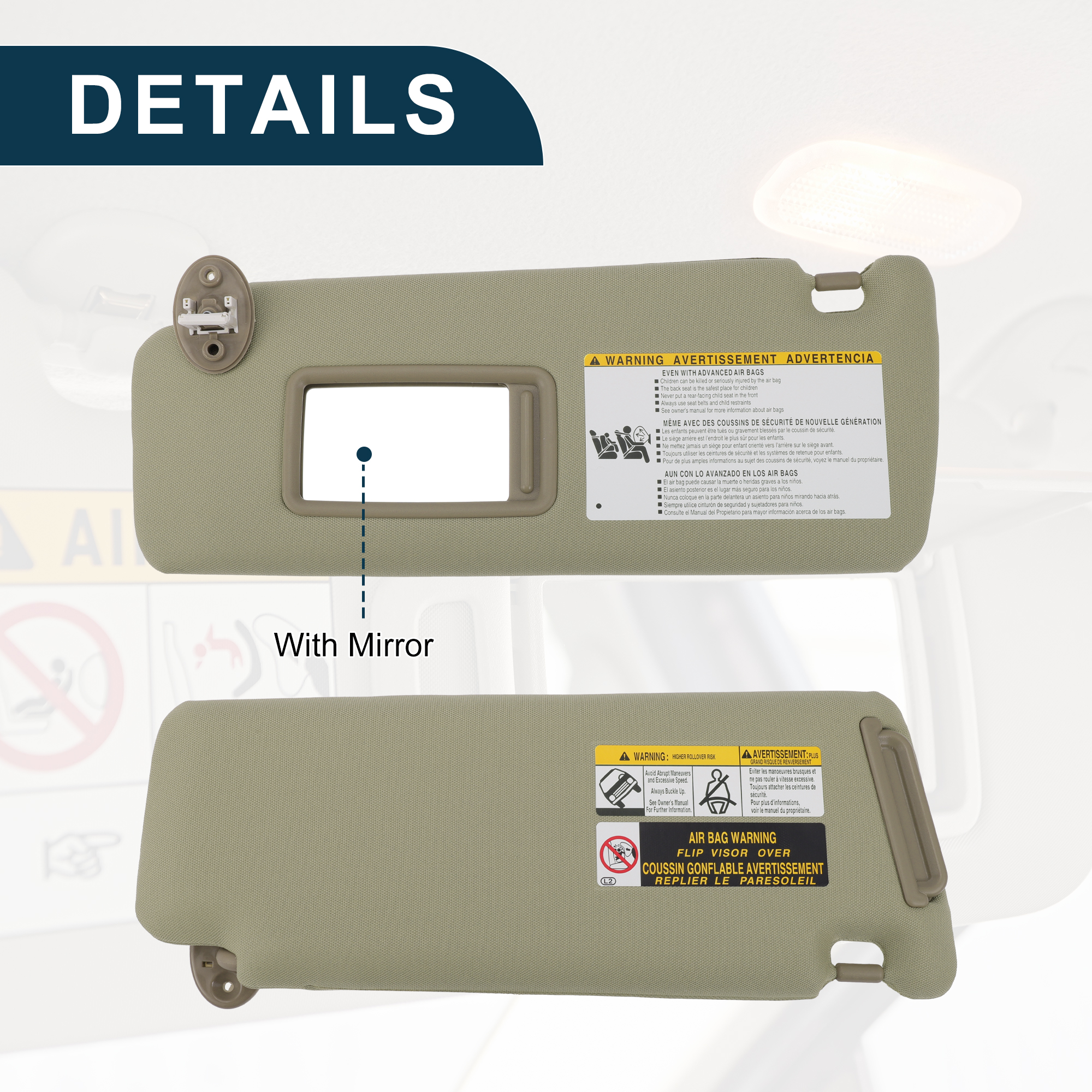 Unique Bargains Left Driver Side Sun Visor for Toyota 4Runner 2010-2023 Beige