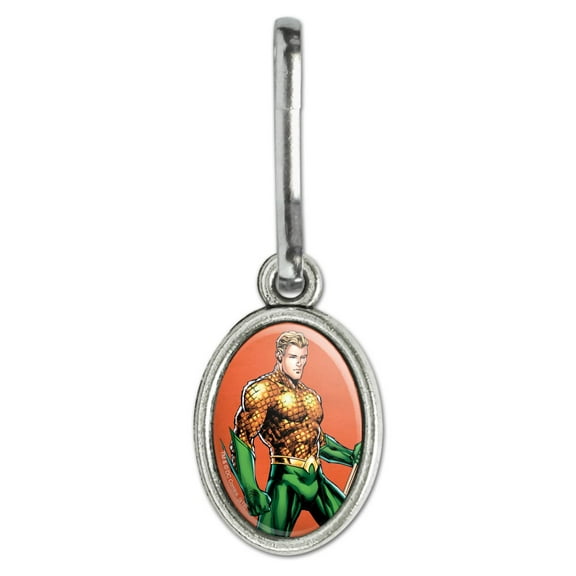 Aquaman Character Antiqued Oval Charm Clothes Purse Suitcase Backpack Zipper Pull Aid