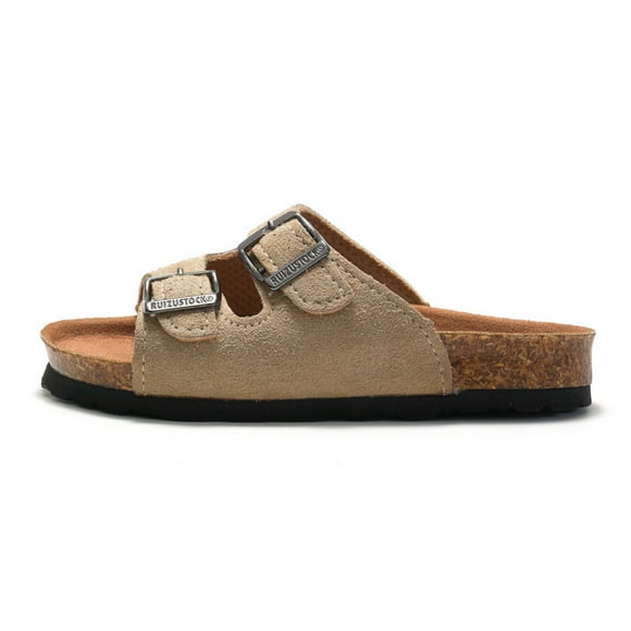 Sandales Unisexes en Liège pour Enfants en Cuir PU, Claquettes de Plage avec Semelle Antidérapante pour Garçons et Filles