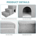 thumbnail image 3 of Xueyu Cat House Dog Stairs for Beds and Sofa, Foldable 3 Tier Dog Steps with Storage Toy Box, Small Indoor Pet Stairs, Grey, Perfect for Puppies and Kittens, 3 of 7