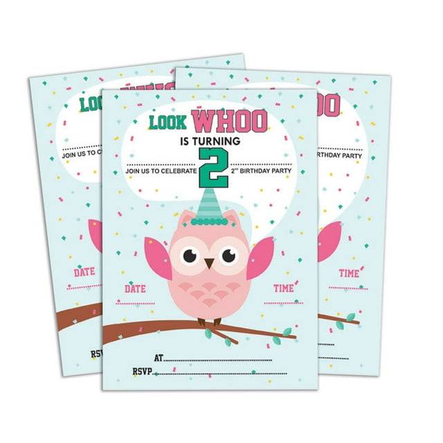 Darling Souvenir Green Birthday Invitation Card 28 Pcs Fill or Write In Blank Invites Printable Party Supplies 5 x 7 Inches