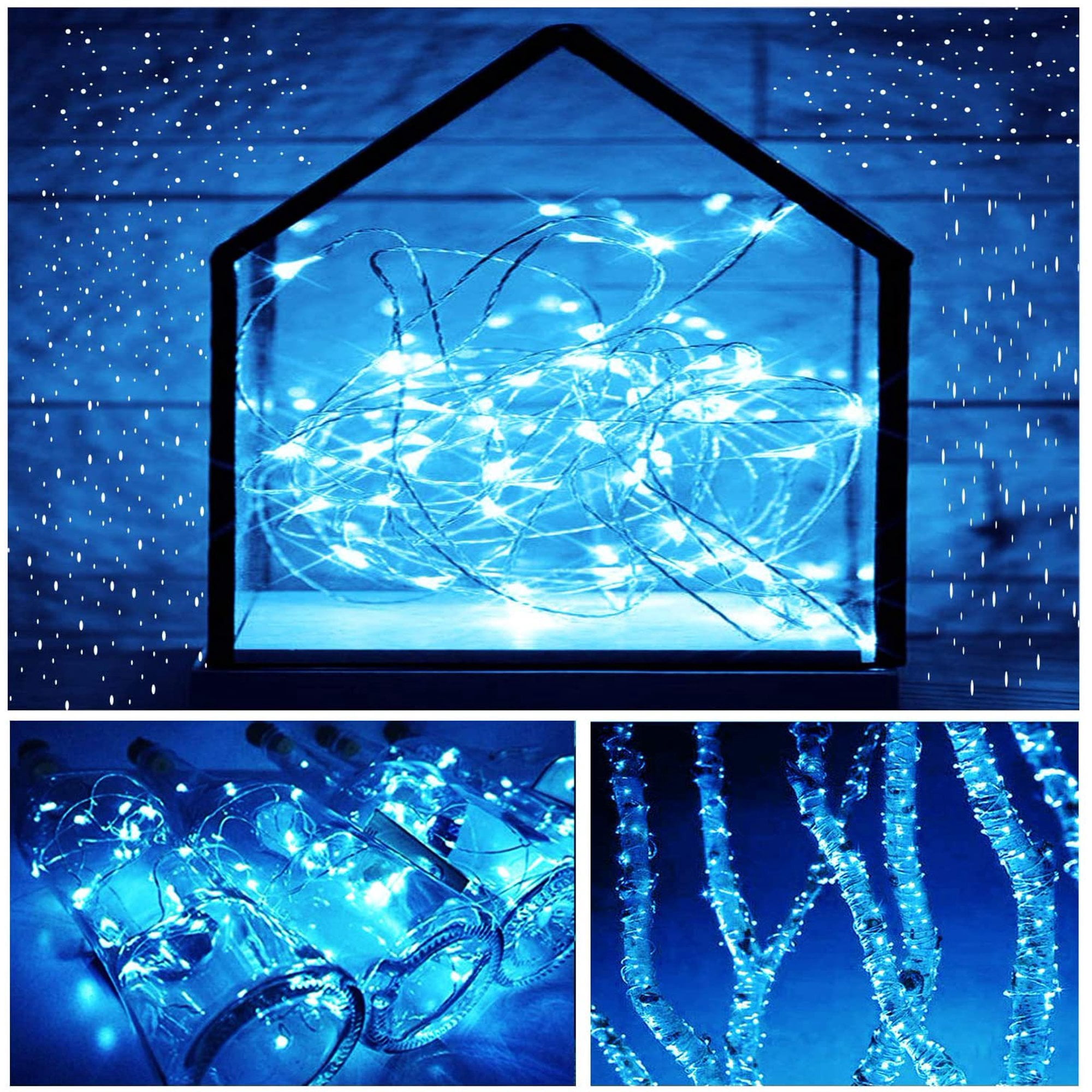 100 Light Indoor / Outdoor 33' Battery Operated LED String Light- Blue 2Pack