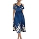 thumbnail image 1 of Puntoco Vestido De Manga Corta Con Cuello En V, Mujer Casual Estampado Plisado Cintura Sexy Tirantes Tirantes Azul Marino Xl, 1 of 6