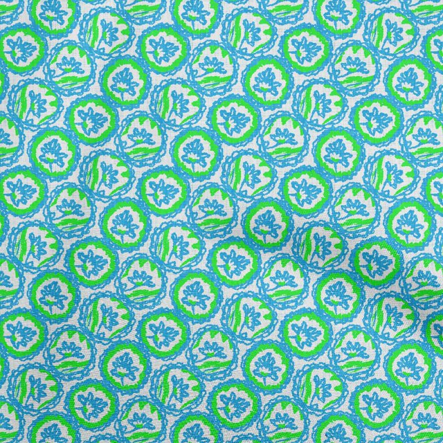 oneOone Rayon Blue Fabric Asian Block Fabric For Sewing Printed Craft Fabric By The Yard 56 Inch Wide