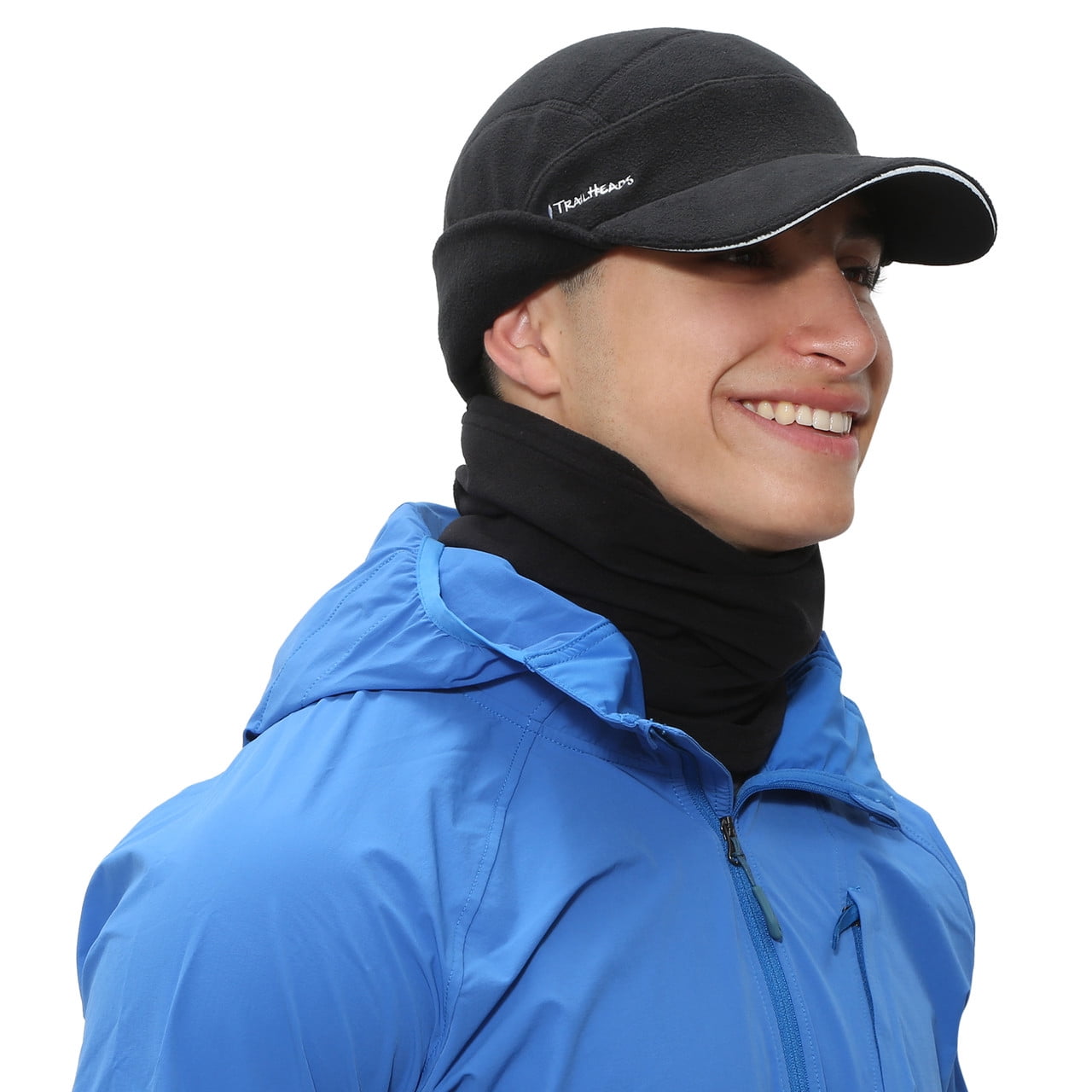 TrailHeads Men's Gift Set - Fleece Ball Cap with Drop Down Ear Warmer and Microfleece Neck Warmer/Gaiter - black
