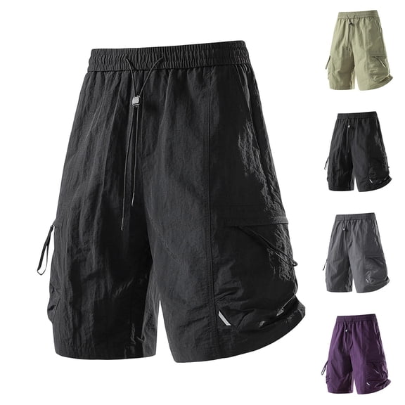 EOYWHK Men Shorts Casual Quick Dry Breathable Elastic Waist Lightweight Breathable Sports Shorts for Fitness Training Running Black L