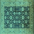 thumbnail image 1 of Ahgly Company Machine Washable Indoor Square Oriental Turquoise Blue Industrial Area Rugs, 3' Square, 1 of 4