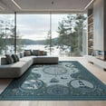 thumbnail image 2 of ODIKA 8'x10' Light Blue Nautical Explorer Little Washable Area Rug Intricate Compass And Maritime Motifs With Ornate Borders Non-Shedding, Easy Care, for King Size Bedroom Under Bed, Master Suite, 2 of 7