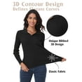 thumbnail image 3 of Airmenty Womens Sweaters Ribbed Knit Sweater V Neck Long Sleeve Pullover Sweater Spring Casual Stretch Fit Sweater Tops S-XXL, 3 of 9