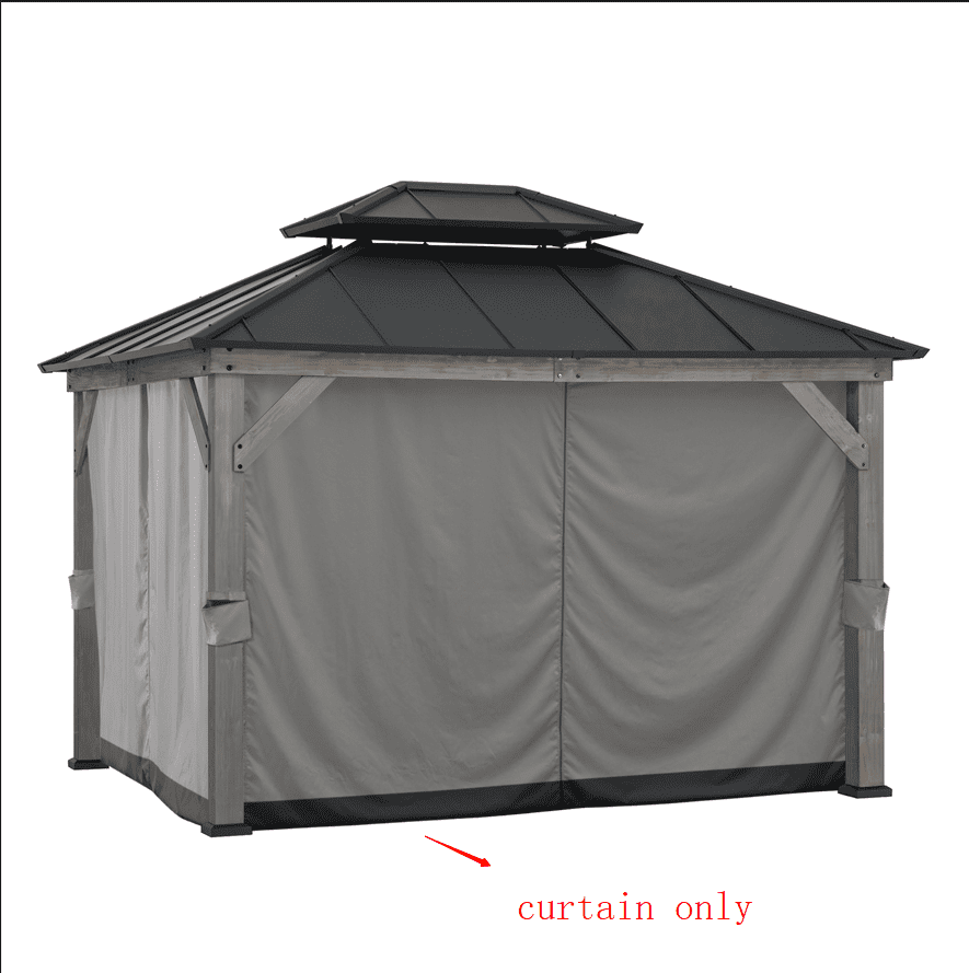 Panneaux de rideaux universels de remplacement Sunjoy rideaux imperméables pour gazebo rideaux d'intimité parois à 4 panneaux pour gazebo, patio et protection de jardin de 10 x 12 pieds couleur