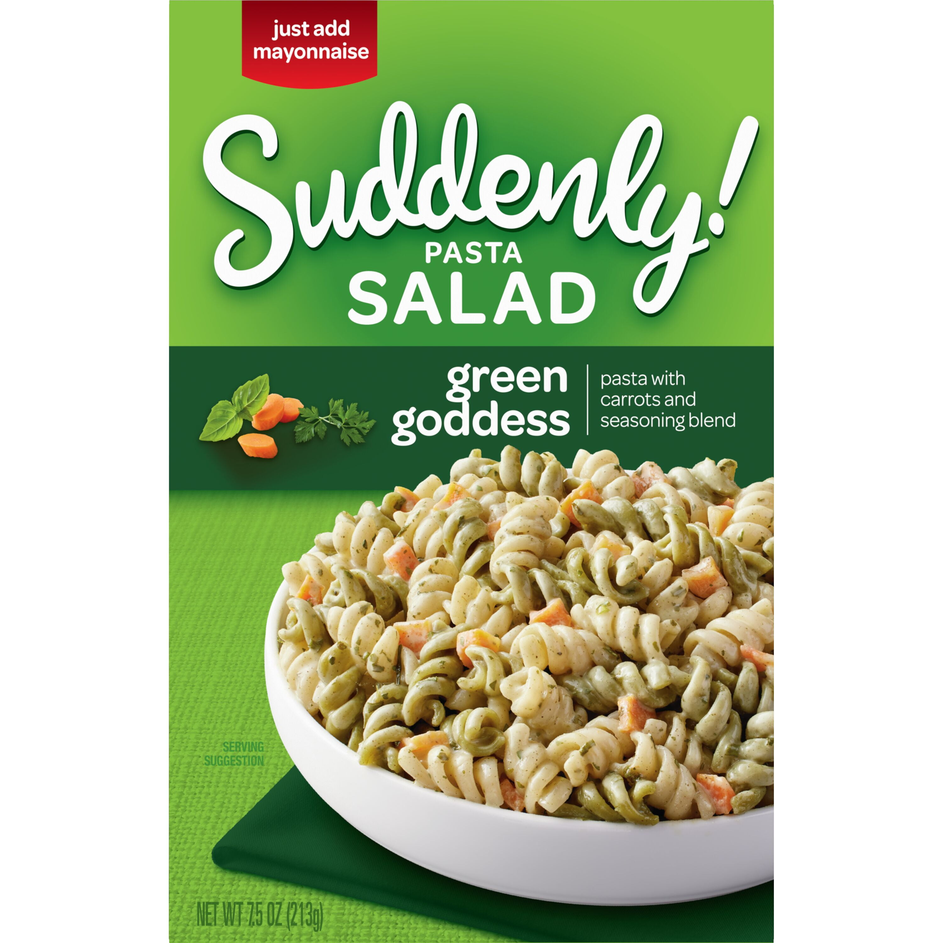 (3 pack) Suddenly Salad Green Goddess Pasta Salad Mix, 7.5oz Box