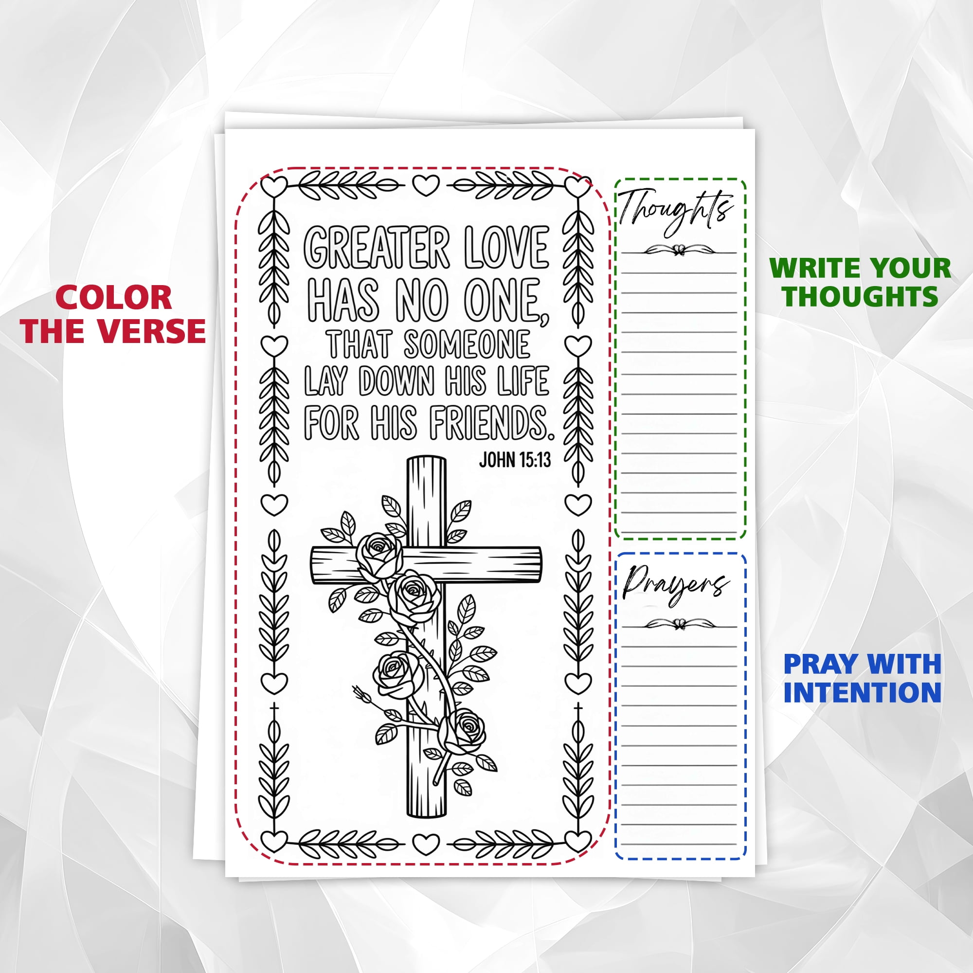 The Gospels: Matthew, Mark, Luke, John Coloring Book for Adults, 30 Minimalist Scripture Art Pages with Reflection & Prayer Space, Spiral Bound, A4 or A5 Softcover or Wood Cover