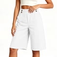 thumbnail image 3 of Yievot Bermuda Shorts for Women 9 Inch Inseam Elastic High Waist Loose Fit Casual Summer Office Shorts, 3 of 4