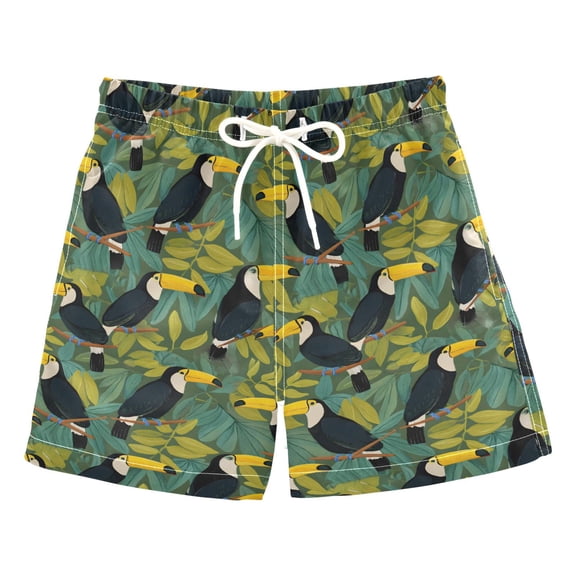 joogoo Boy Swim Trunks Toucan Leaf Bathing Beach Board Shorts M
