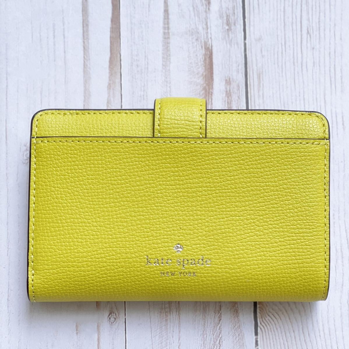 Kate Spade New York Women's Phoebe Refined Grain Leather Medium Wallet (Lime Slice)