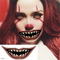 thumbnail image 3 of 10pcs Scary Big Mouth Temporary Tattoo, Halloween Realistic Face Stickers, Multiple Sizes Clown for Adults Kids, Horror Prank Props Make Up Face Decals Cosplay Decor Party Zombie Vampire, 3 of 5