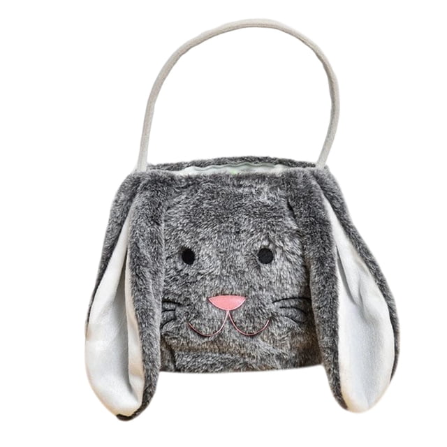 Caramelo Lleno de Huevos para la Caza de Huevos de Pascua Conejo Orejas Largas Cesta 23x24cm, Bolsa de Lienzo con Manijas, Lindas Bolsas de Navidad para Regalos