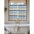 thumbnail image 4 of Khaki Blue Striped Bathroom Window Curtain, Farmhouse Stripes Modern Abstract Art Light Filtering Coffee Kitchen Curtains, Bedroom Living Room Curtains 2 Panel 84"x54", 4 of 6