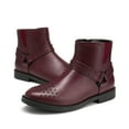 thumbnail image 5 of BURUDANI Kids Girls Fashion Boots Ankle Zipper Little Kid / Big Kid RED WINE Size 3, 5 of 6
