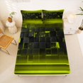 thumbnail image 5 of jejeloiu Abstract Geometric Plaid Bed Sheets For Boys,Yellow Neon Stripes King Sheets For Kids,4 Pieces, 5 of 6