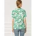 thumbnail image 5 of DARING DIVA Women's Floral Ruffled Neck Short Sleeves Top Blouse XS Green, 5 of 6