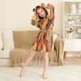 thumbnail image 3 of FORMRS Niños Bathrobe Unisex Hooded Robe Soft Plush Pajamas Sleepwear, Size 2-3T, Colorful Leaves, 3 of 7