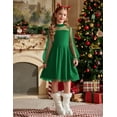 thumbnail image 3 of Oudiya Girls Mesh Puff Lantern Long Sleeve Green Dress Mock Neck Formal Party A Line Short Tulle Dress, 3 of 6