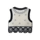 thumbnail image 1 of 2022 principios de otoño nueva chaqueta de chaleco hueco Gouhua de cuello redondo corto para mujeres europeas y americanas al por mayor, 1 of 2