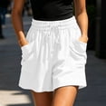 thumbnail image 5 of Bloomae Womens Elastic Waist Wide Leg Shorts Lightweight Drawstring Casual Lounge Short Pants Loose Comfy Summer Beach Vacation Shorts with Pockets, 5 of 10