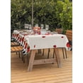 thumbnail image 2 of Outdoor Tablecloth with Umbrella Hole and Zipper, Valentines Day Rectangle Table Cloth 60x120 Inch Waterproof Tablecloth, Country Gnomes Love Rose Black White Plaid Picnic Table Cover for Patio, 2 of 7