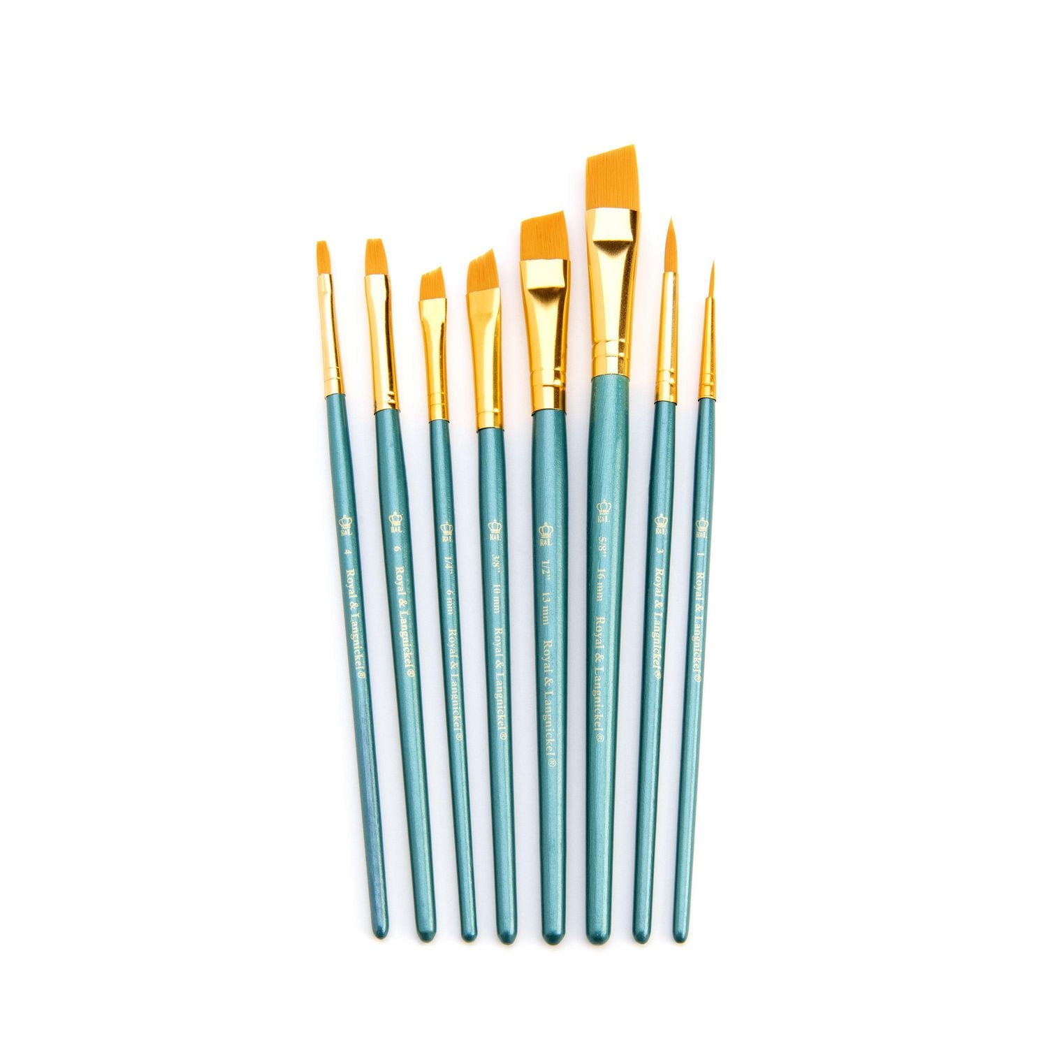 Royal & Langnickel - 8pc Gold Taklon All Media Angular Variety Paint Brush Set