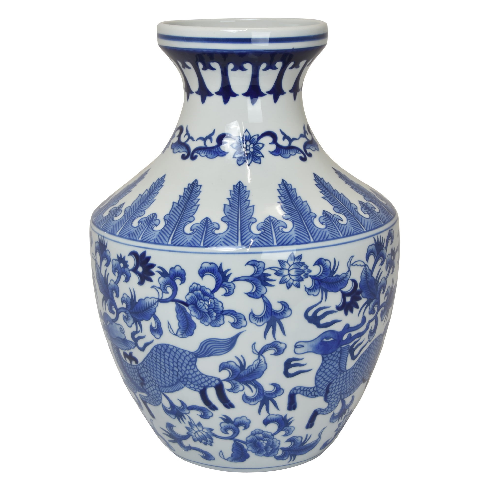 Plutus Brands B&w Vase in Blue Porcelain 