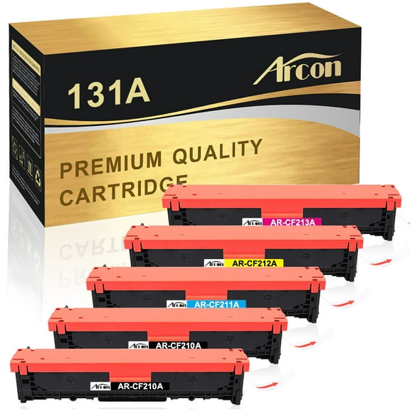Arcon 5-Pack Compatible Toner for HP 131A CF210A CF211A CF212A CF213A Pro 200 Color M251n M251nw MFP M276n M276nw Printer Ink (Black Cyan Yellow Magenta)