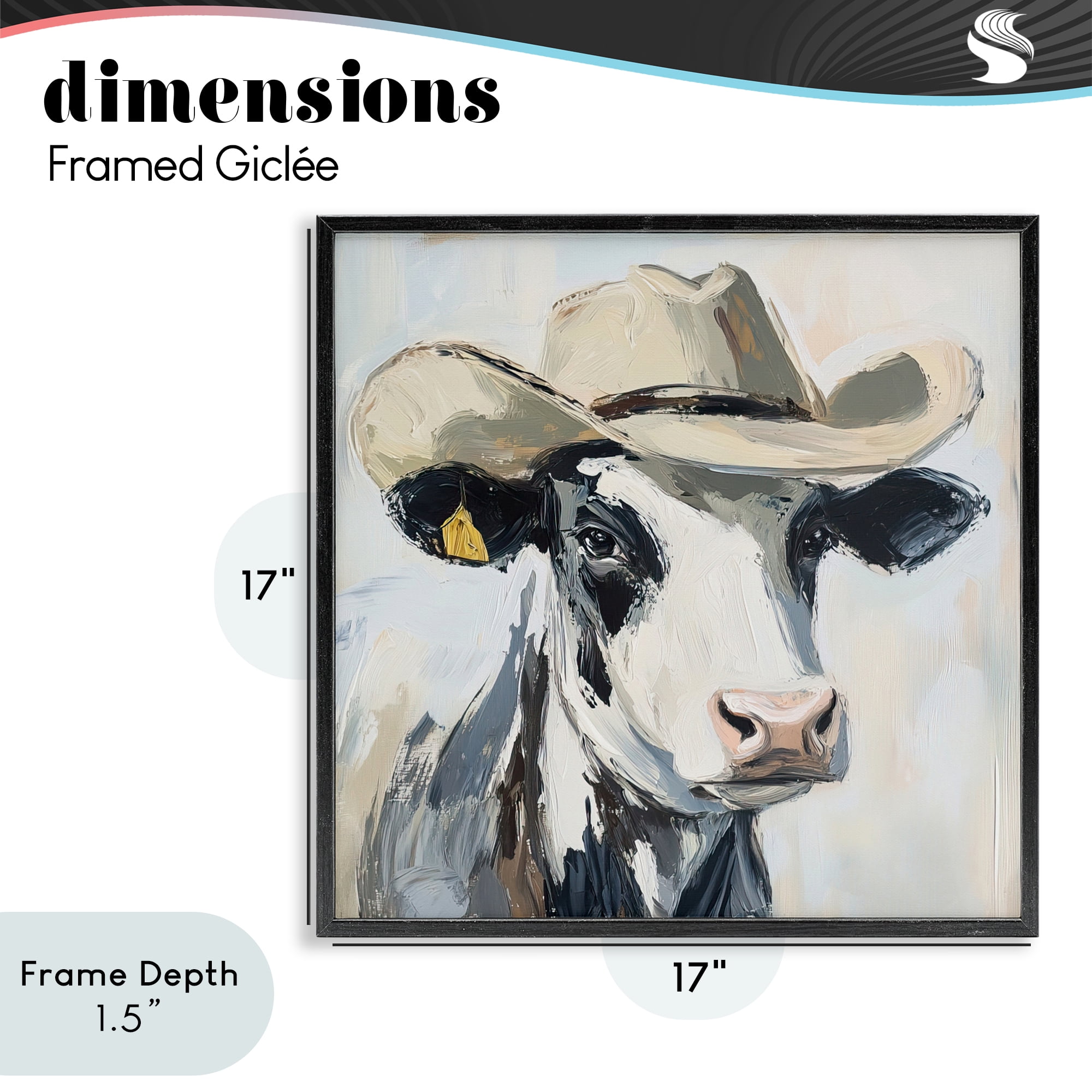 Stupell Industries Cowboy Carl Cow Black Framed Giclee Art, design by Tina LeCour