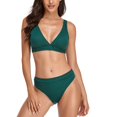 thumbnail image 4 of Trajes de baño para mujer Traje de baño de dos piezas Poliéster Correa ancha Triángulo Cuello en V Traje de baño con bandas Verde M, 4 of 6