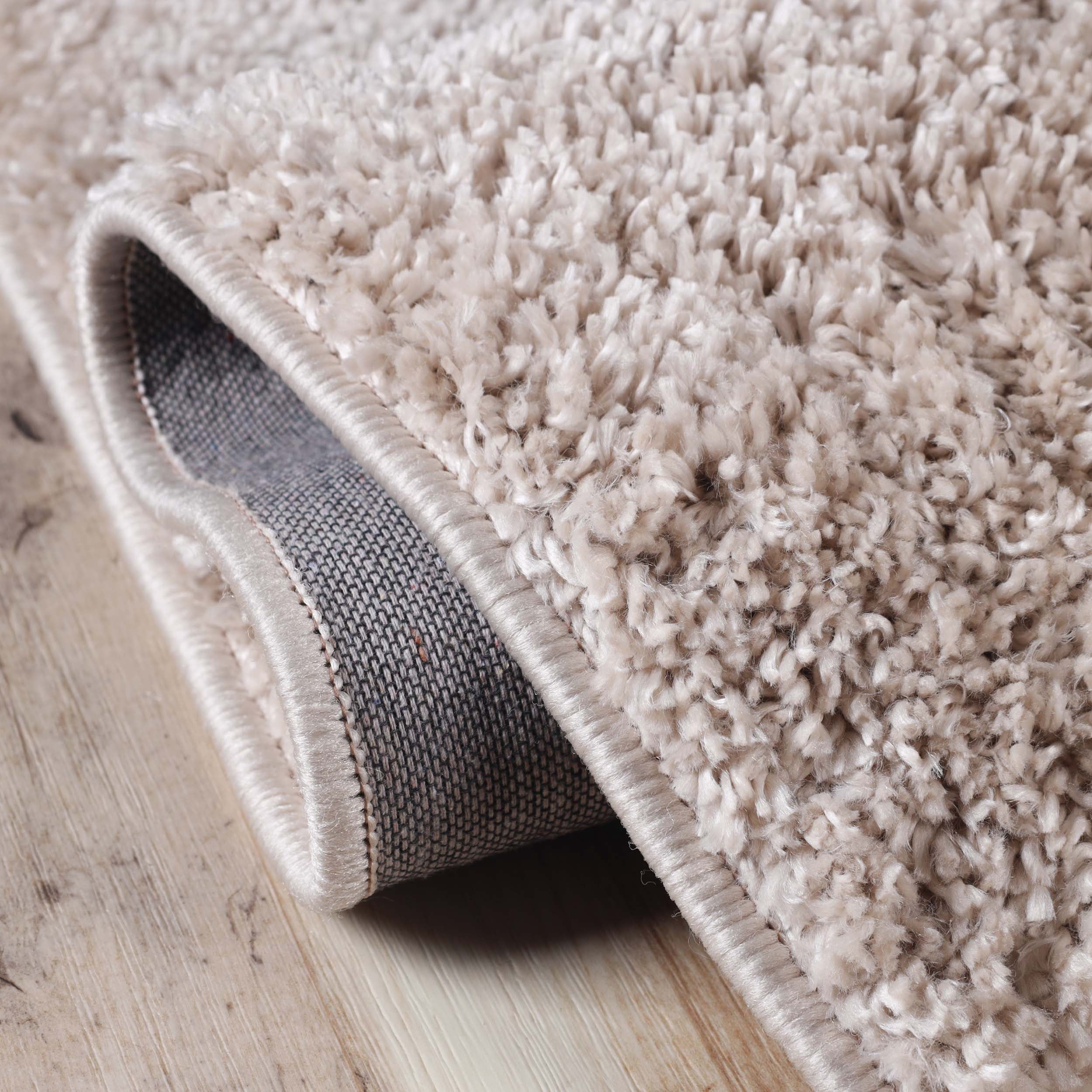 BNM Solid Indoor Shag Runner or Area Rug, 5' x 8', Beige