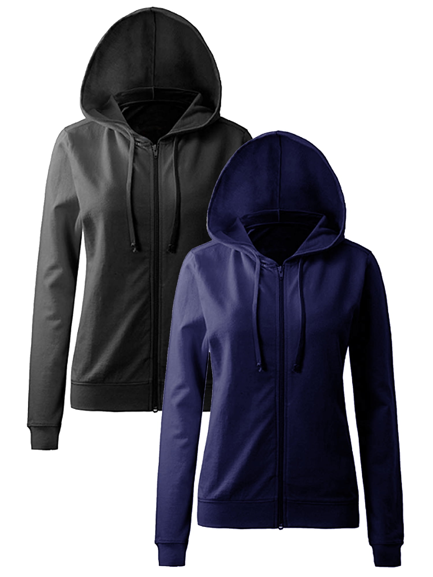 GBH Women's LooseFit FleeceLined Zip Hoodie Sweatshirt (2Pack